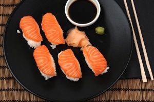Nigirisushi med lax Nigirisushi med lax